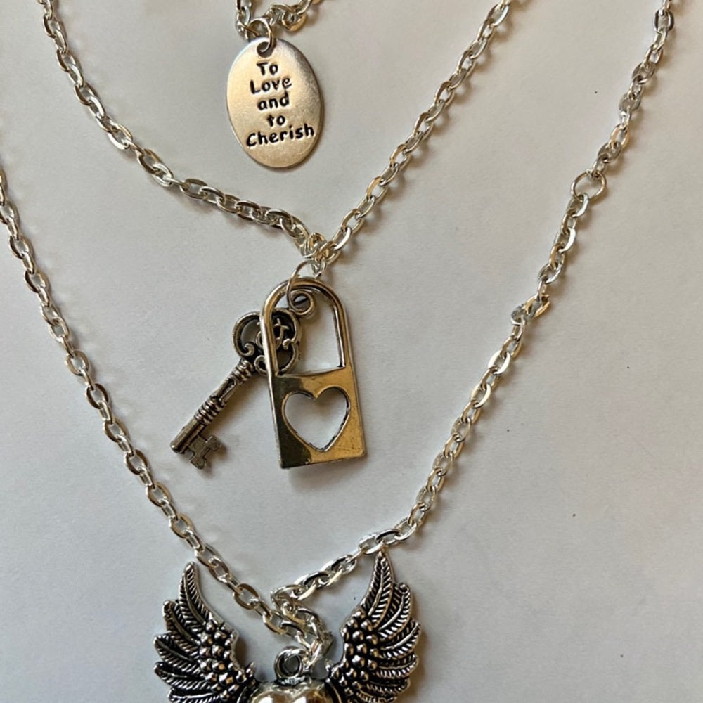 Romantic, To Love and To Cherish 3 Layers Pendant Necklace