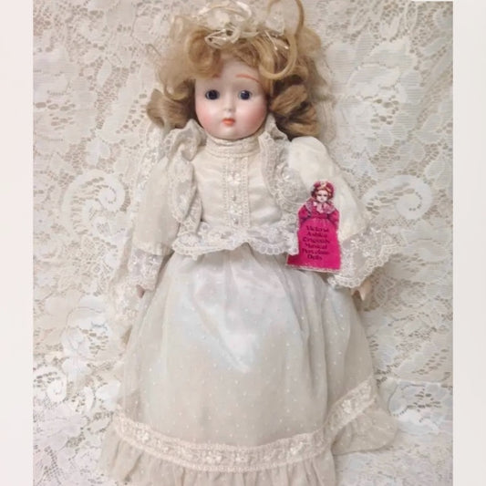 Vintage, House of Goebel-Global Art, Germany, 16in  Musical Porcelain Bride Doll