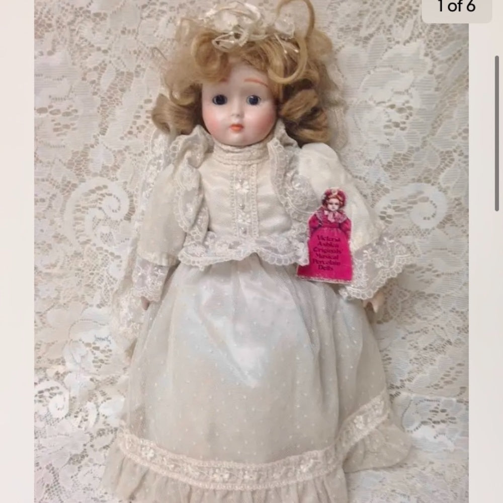 Vintage, House of Goebel-Global Art, Germany, 16in  Musical Porcelain Bride Doll