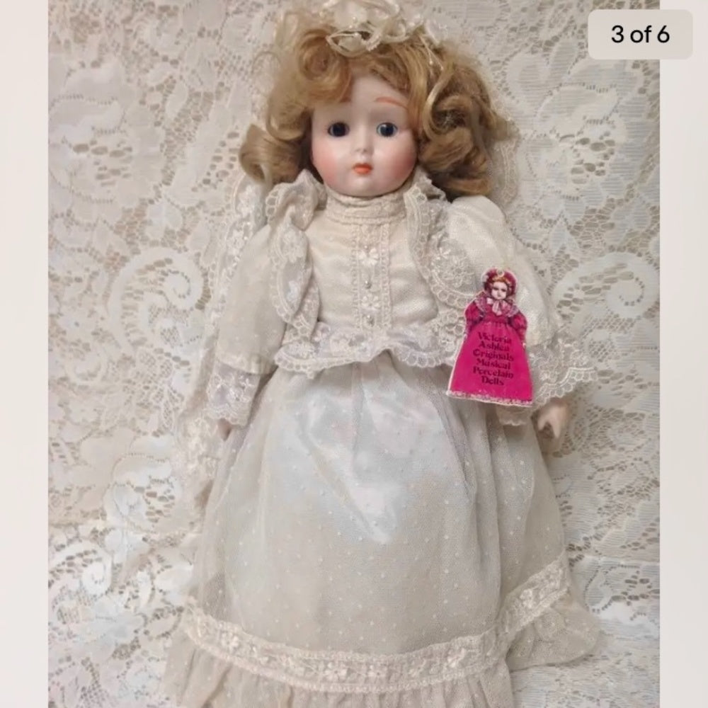 Vintage, House of Goebel-Global Art, Germany, 16in  Musical Porcelain Bride Doll