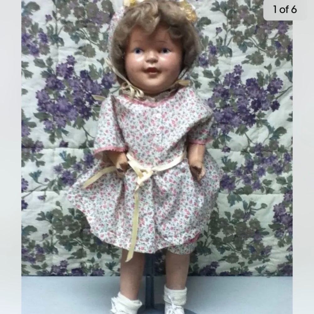 Antique, 18in, Painted Face Composition Doll (pmtt)  This is a beautiful 18-inch