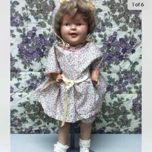 Antique, 18in, Painted Face Composition Doll (pmtt)  This is a beautiful 18-inch