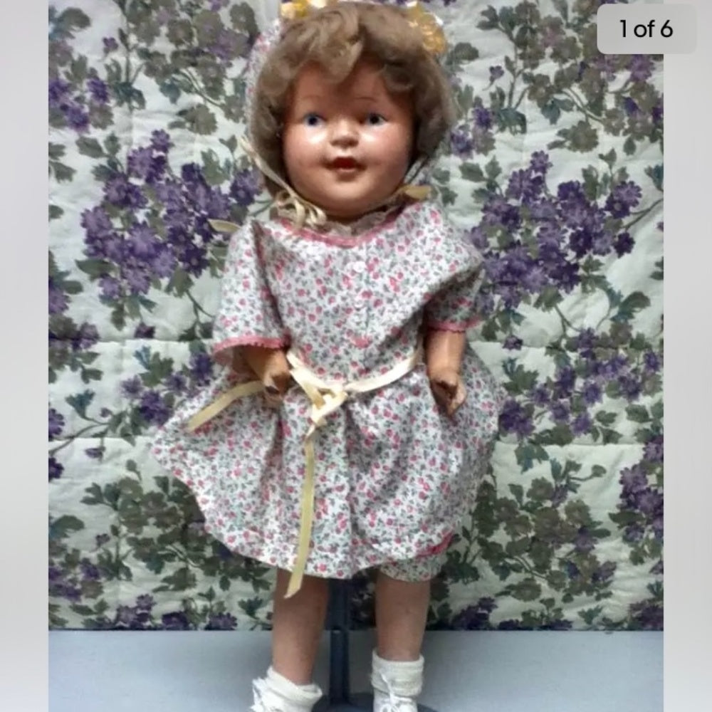 Antique, 18in, Painted Face Composition Doll (pmtt)  This is a beautiful 18-inch
