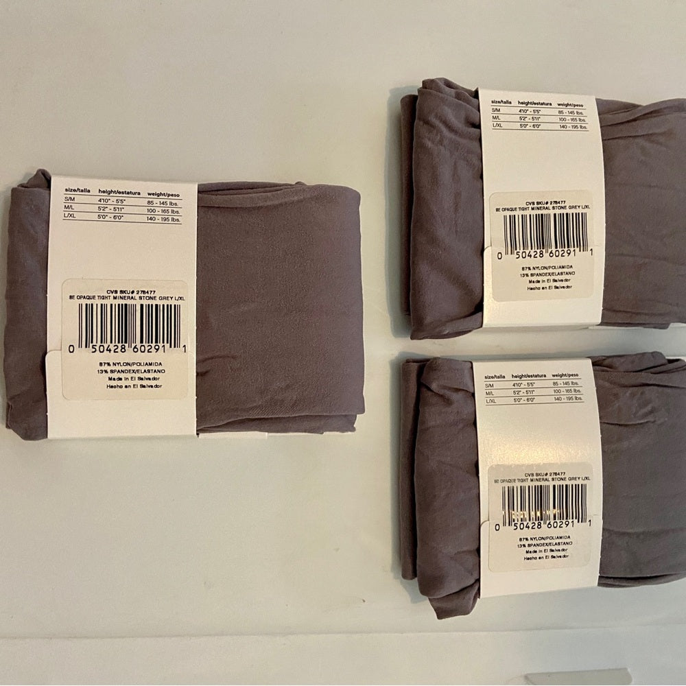 3 packs Hanes Silky Opaque Tights Mineral Stone Grey L-XL 5-6ft 140-195 …