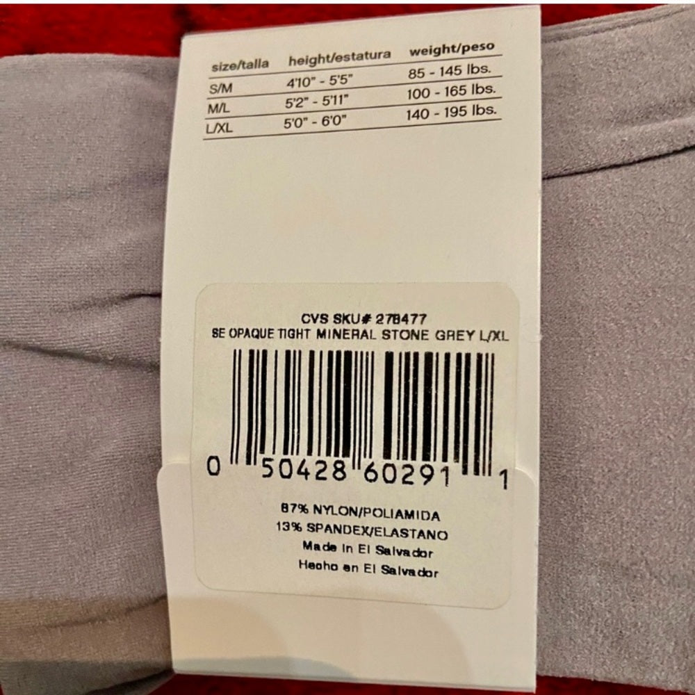 3 packs Hanes Silky Opaque, Mineral Stone Gray, Non Control Top L-XL 140-195 lbs