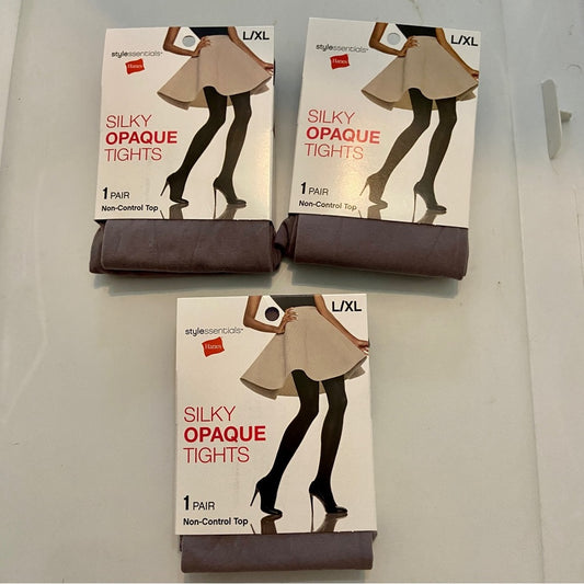 3 packs Hanes Silky Opaque, Mineral Stone Gray, Non Control Top L-XL 140-195 lbs