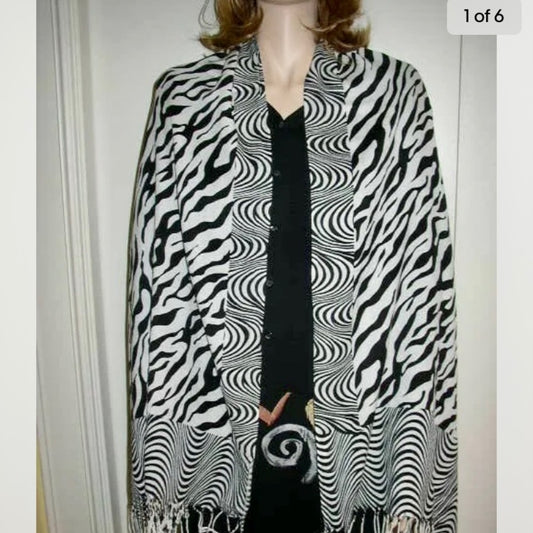 Fabulous, Soft, Black and White Animal Print Scarf, Wrap, Shawl, etc.
