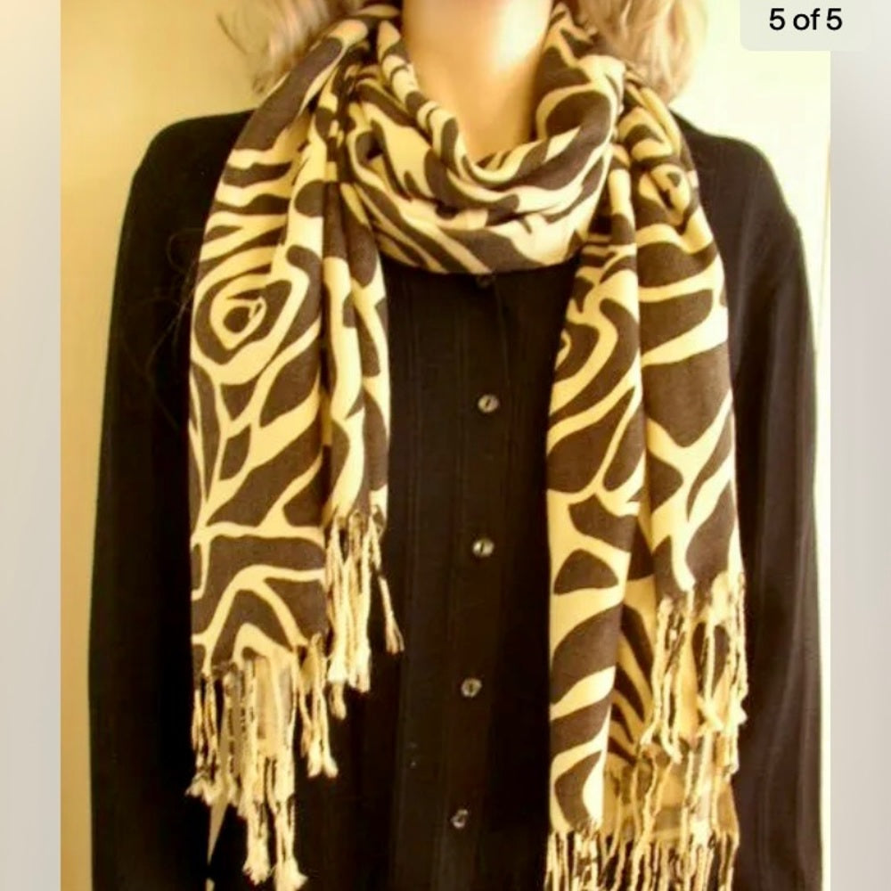 Beautiful, Soft, Brown and Beige Floral Scarf, Wrap, Shawl, etc.