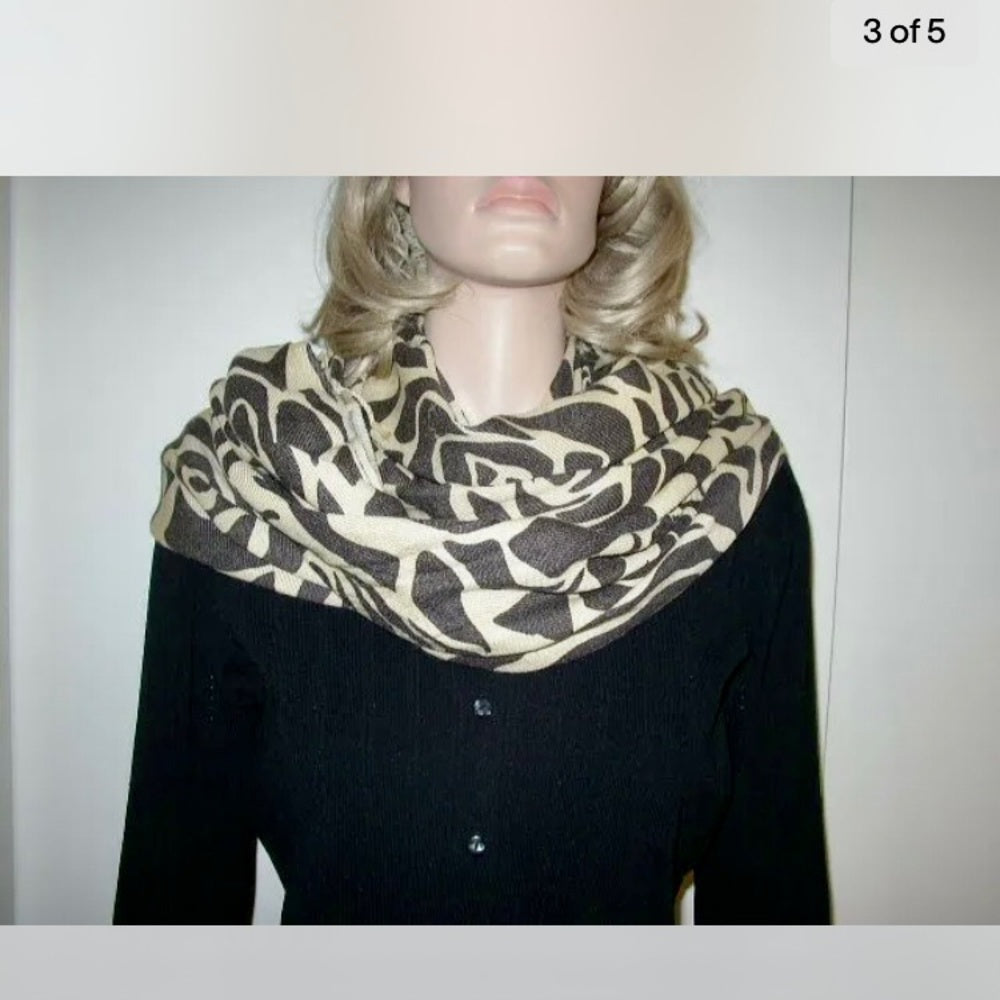 Beautiful, Soft, Brown and Beige Floral Scarf, Wrap, Shawl, etc.