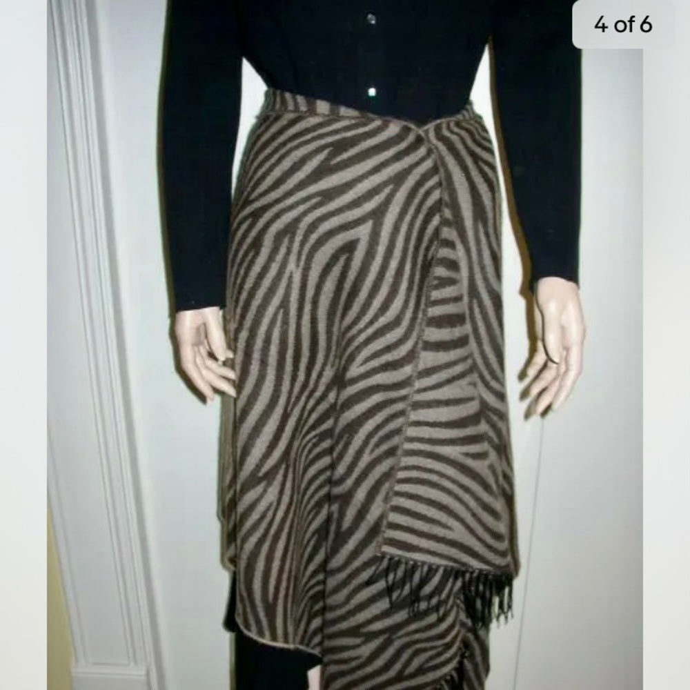 Beautiful, Brown and Black Wool Animal Print Scarf, Wrap, Shawl, etc.