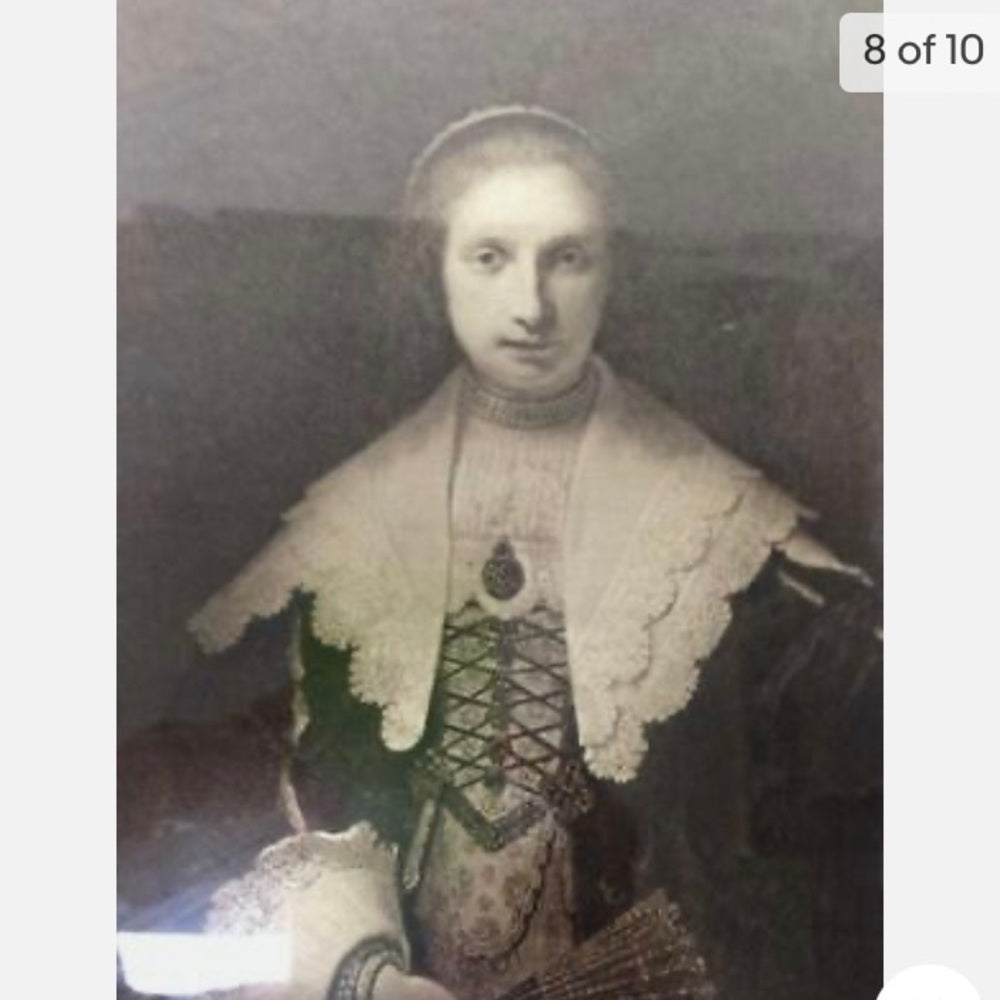 Antique (1906) Rare, Engraving of a Lady with a Fan, By Rembrand Van Rijn, 1641.