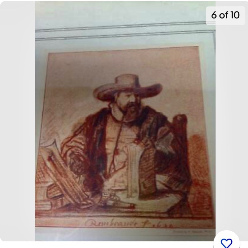 Antique (1906), Rembrandt Van Rijn, Rare Red Chalk Etching of The Preacher- 1640