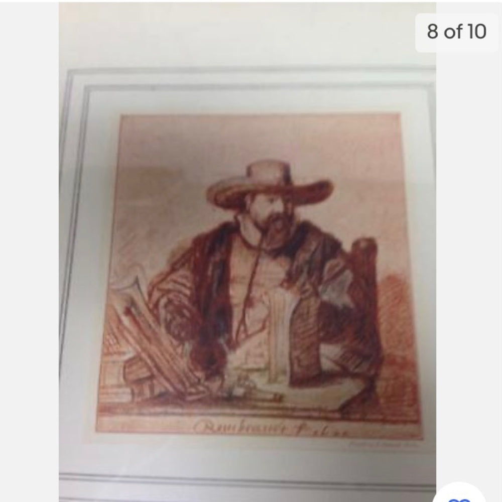 Antique (1906), Rembrandt Van Rijn, Rare Red Chalk Etching of The Preacher- 1640
