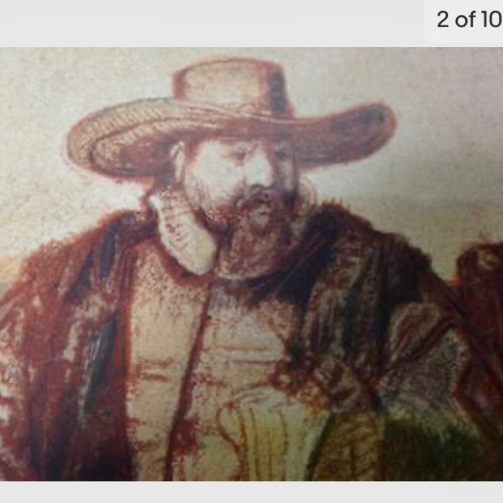 Antique (1906), Rembrandt Van Rijn, Rare Red Chalk Etching of The Preacher- 1640