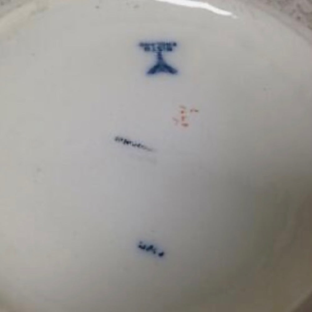 Antique, Rare, Bisto England, Flow Blue Floral, XL 16in Wash Bowl & 9.5in Pitc