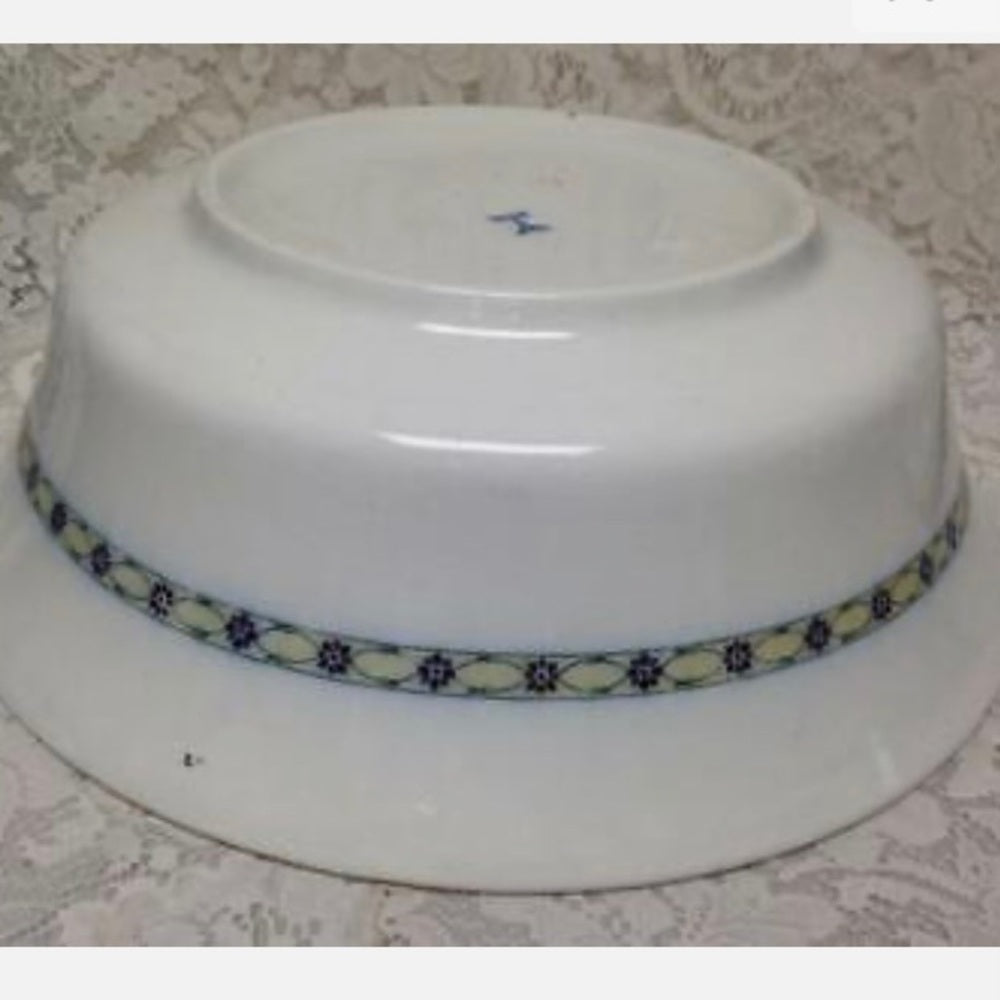 Antique, Rare, Bisto England, Flow Blue Floral, XL 16in Wash Bowl & 9.5in Pitc