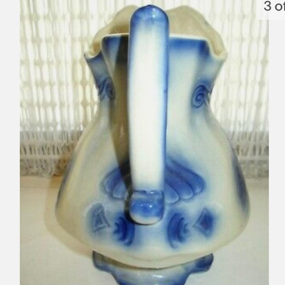 Vintage, Rare, Large, Flow Blue Style Pitcher and Bowl Set