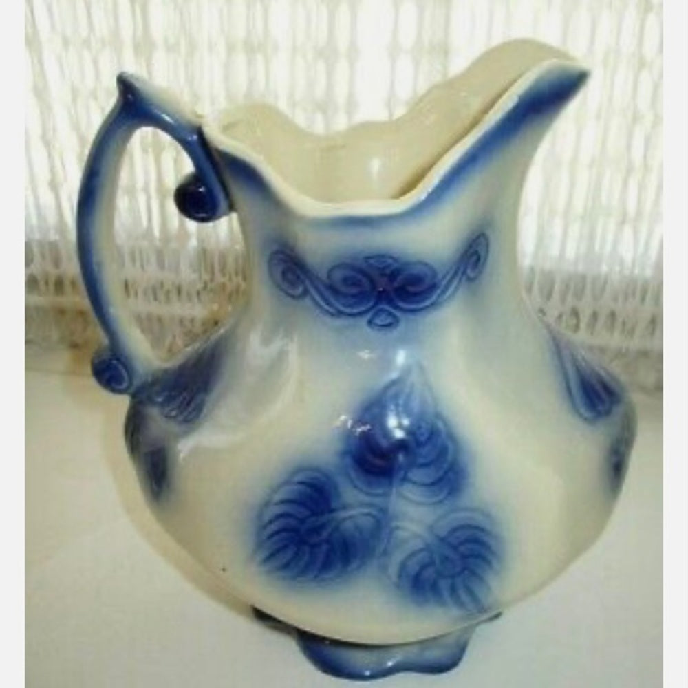 Vintage, Rare, Large, Flow Blue Style Pitcher and Bowl Set