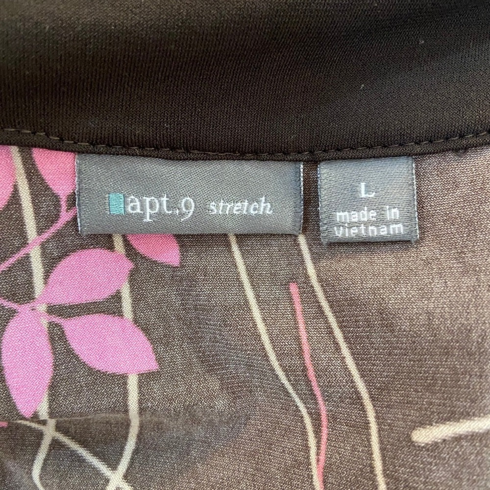 Apt. 9 Orange - Pink Floral Brown Blouse Size L