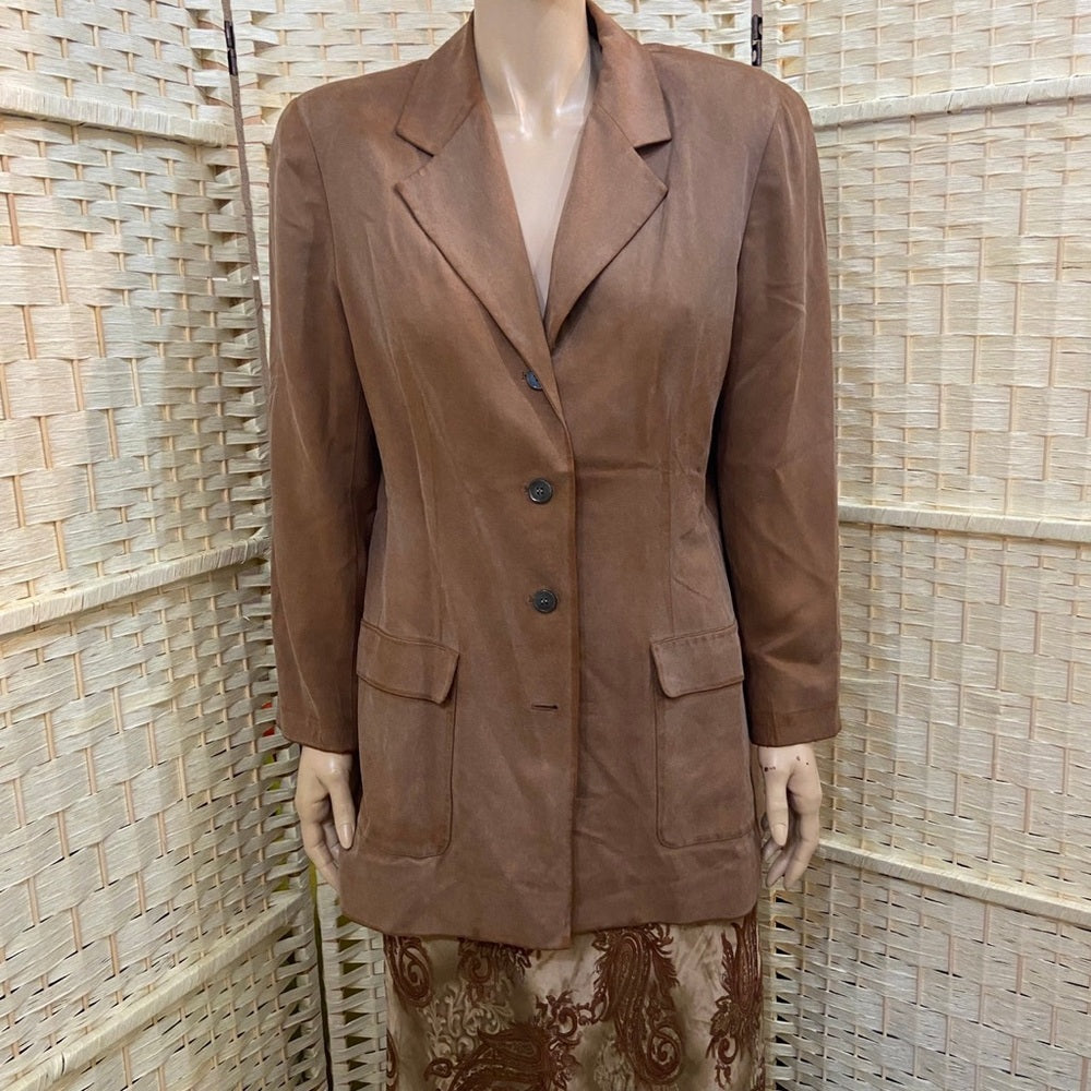 Talbots Tan Brown Silk Blazer  Size 10