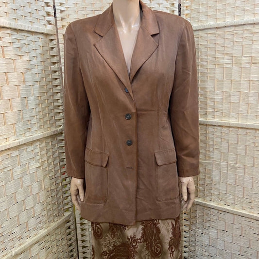 Talbots Tan Brown Silk Blazer  Size 10