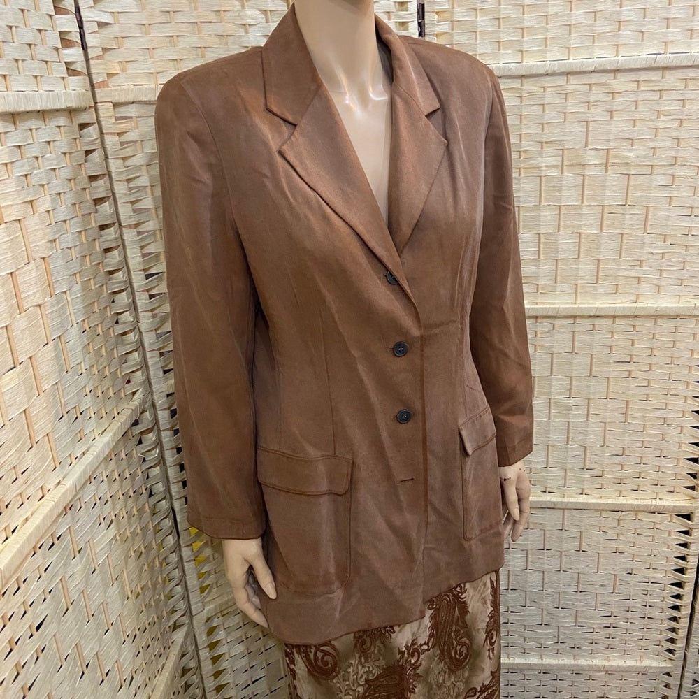 Talbots Tan Brown Silk Blazer  Size 10