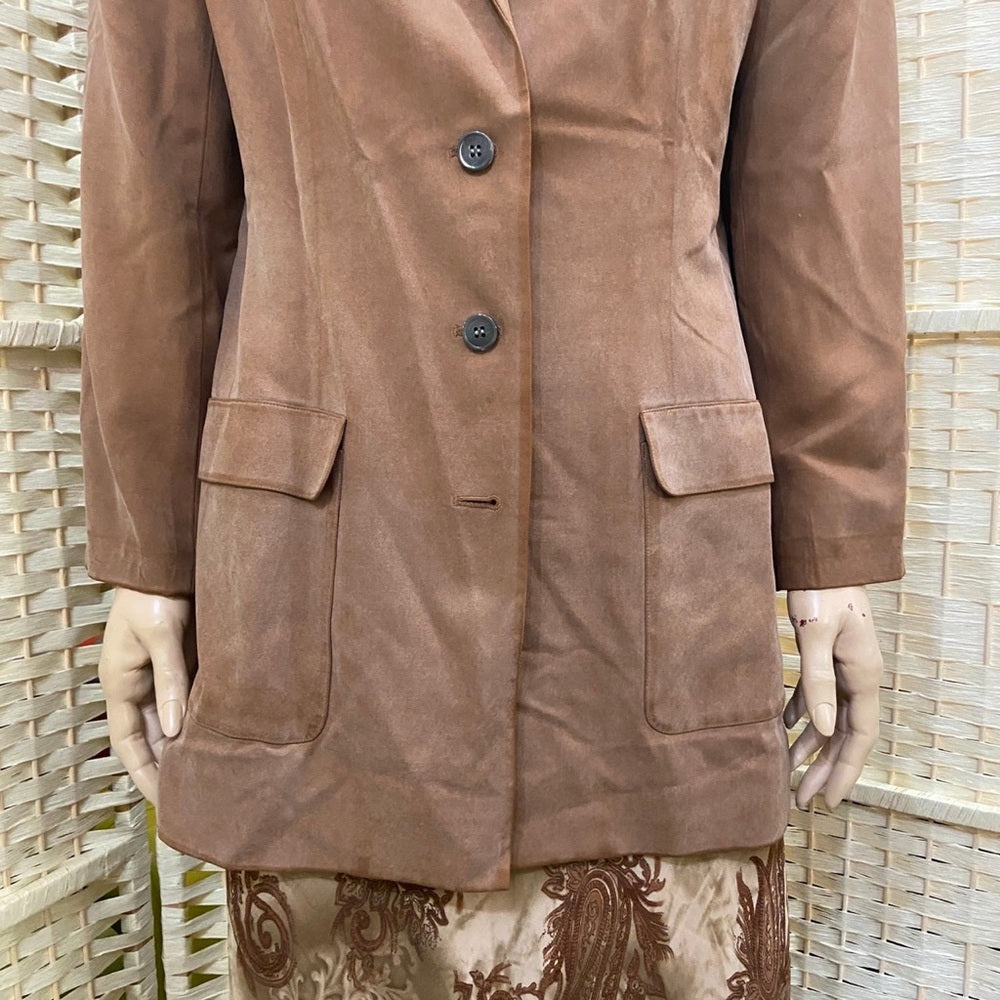Talbots Tan Brown Silk Blazer  Size 10