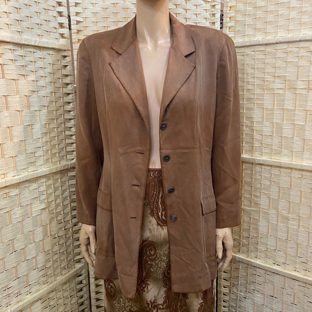Talbots Tan Brown Silk Blazer  Size 10