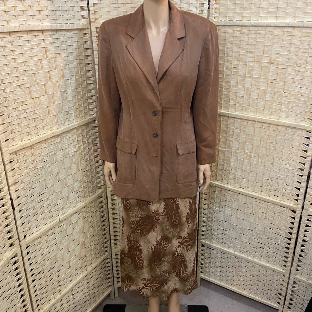 Talbots Tan Brown Silk Blazer  Size 10