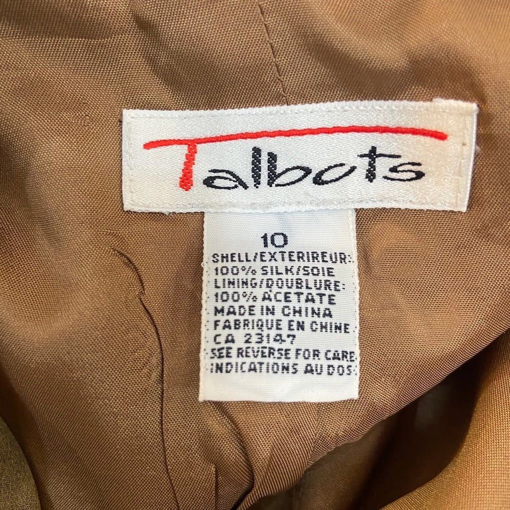 Talbots Tan Brown Silk Blazer  Size 10