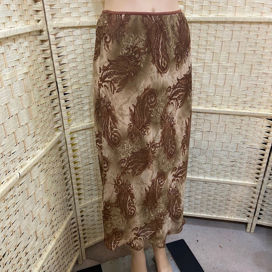 Erika, Brown Tan Paisley Skirt.  Size M