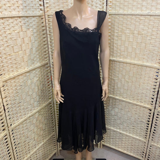 Dawn Joy Fashions Black Evening  Dress with Off Shoulder. Size 14