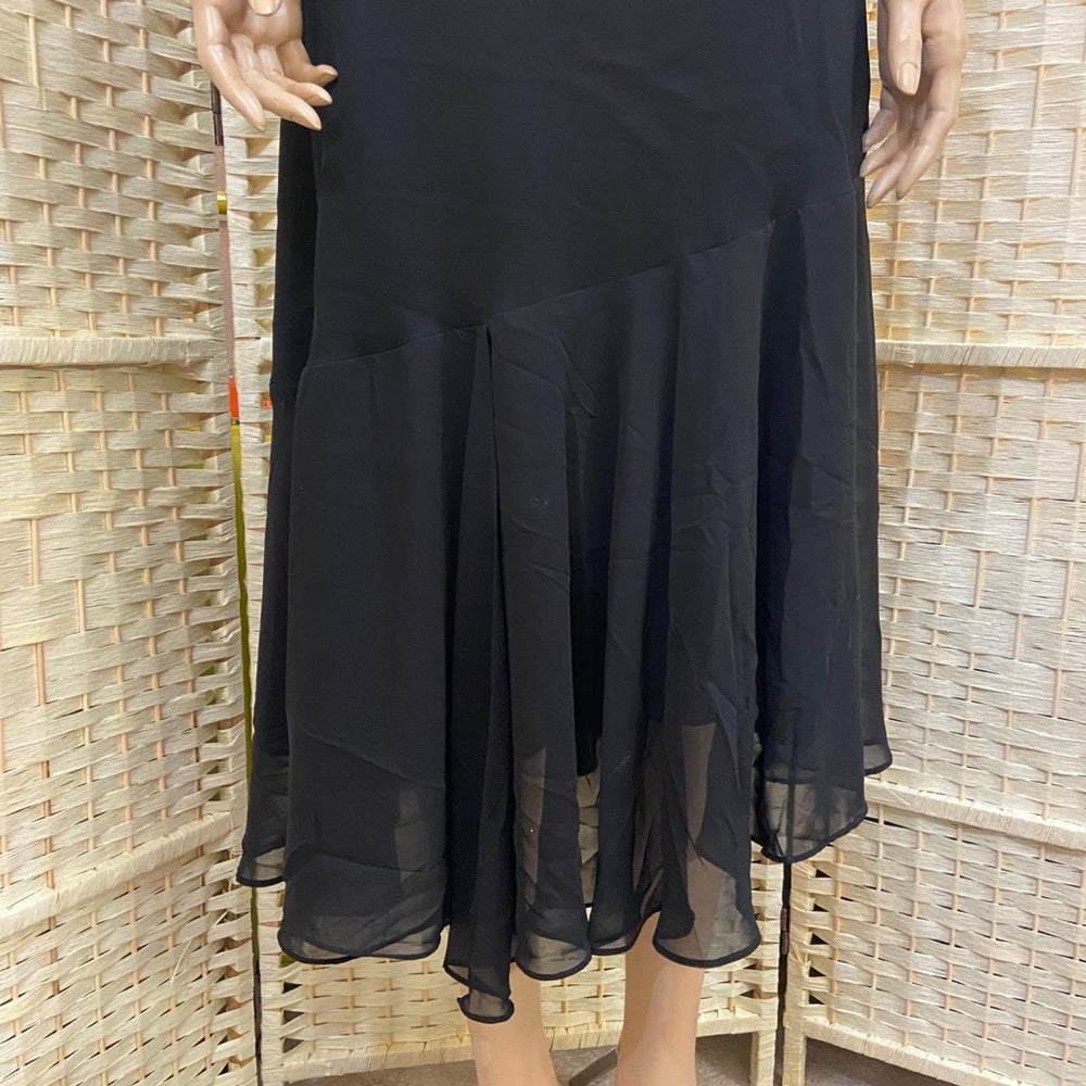 Dawn Joy Fashions Black Evening  Dress with Off Shoulder. Size 14