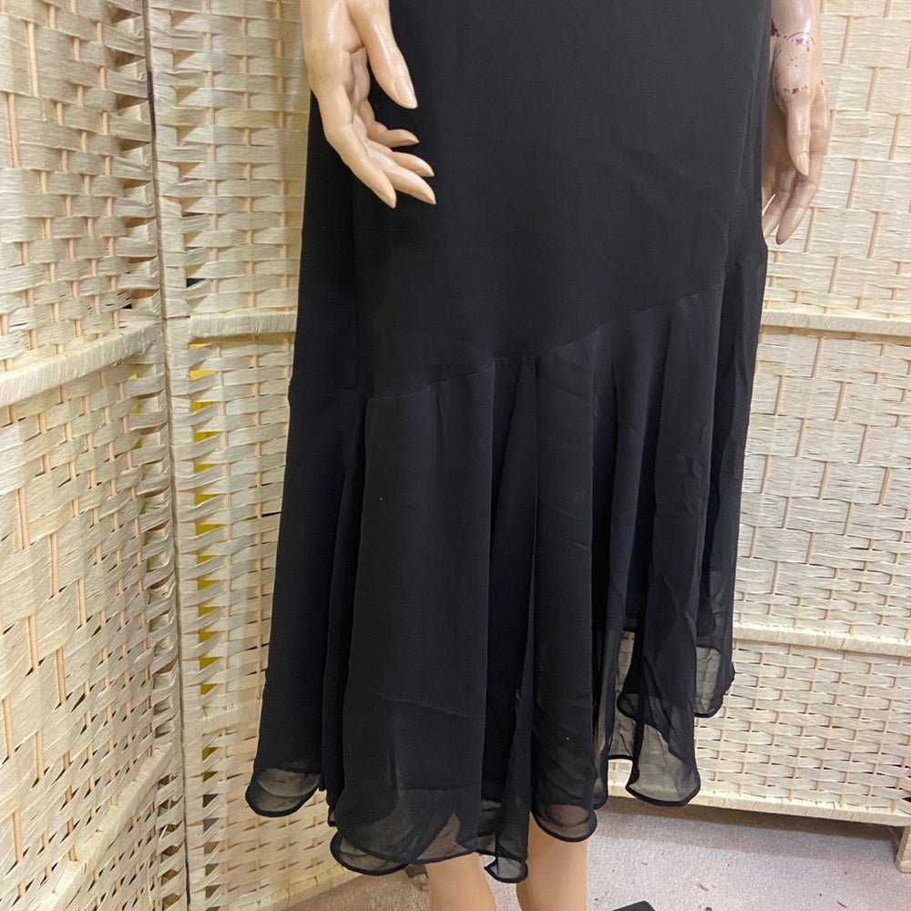 Dawn Joy Fashions Black Evening  Dress with Off Shoulder. Size 14