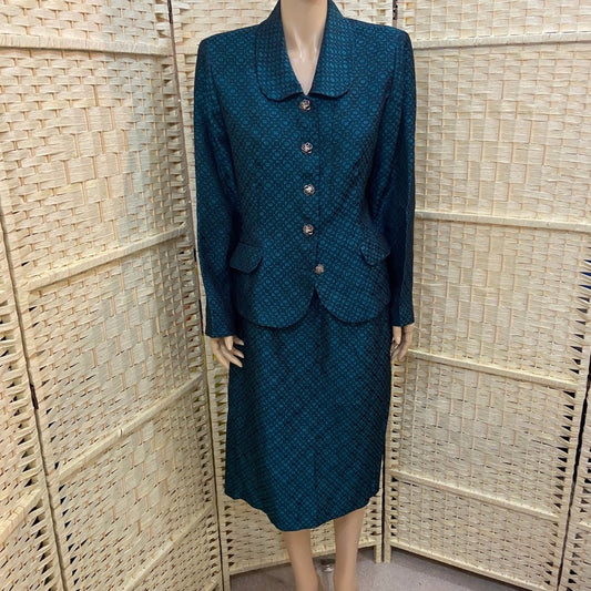 Leslie Fay 2pc Dark Teal Suit Outfit Set. (Size M-L)