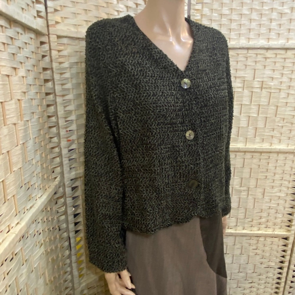 First Option Olive Green Cardigan Blouse  Size L