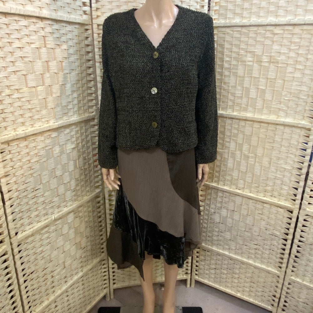 First Option Olive Green Cardigan Blouse  Size L