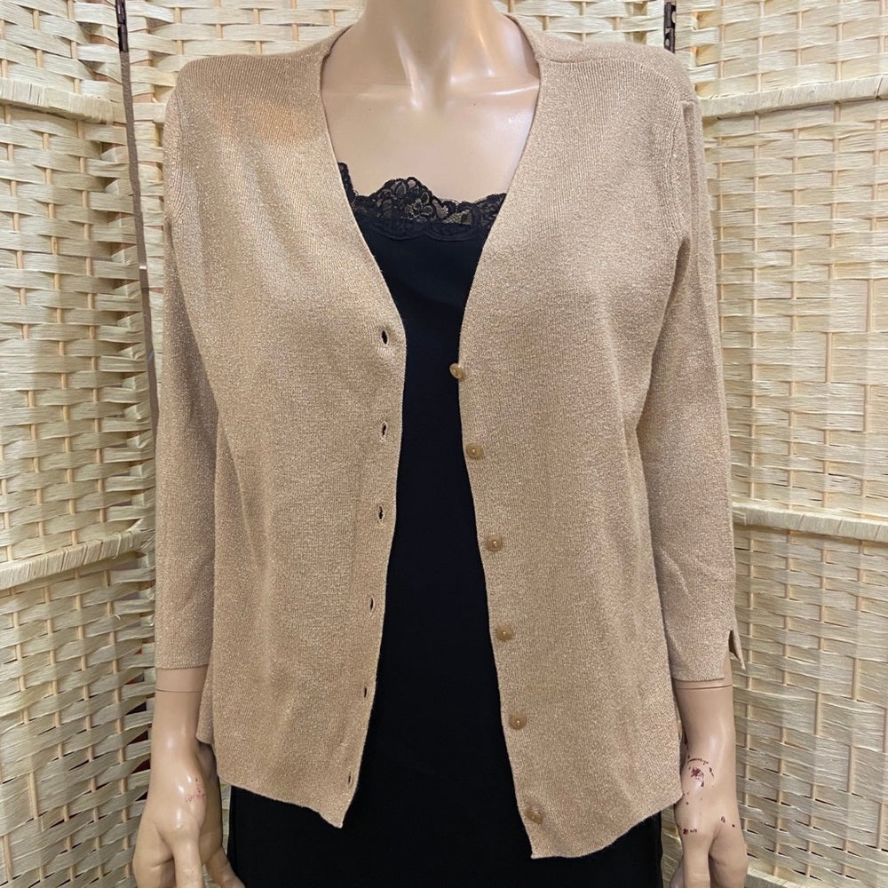 Covington Gold Sweater Cardigan Size L