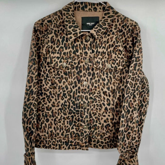 Nine West Leopard Brown Jean Jacket. Size M