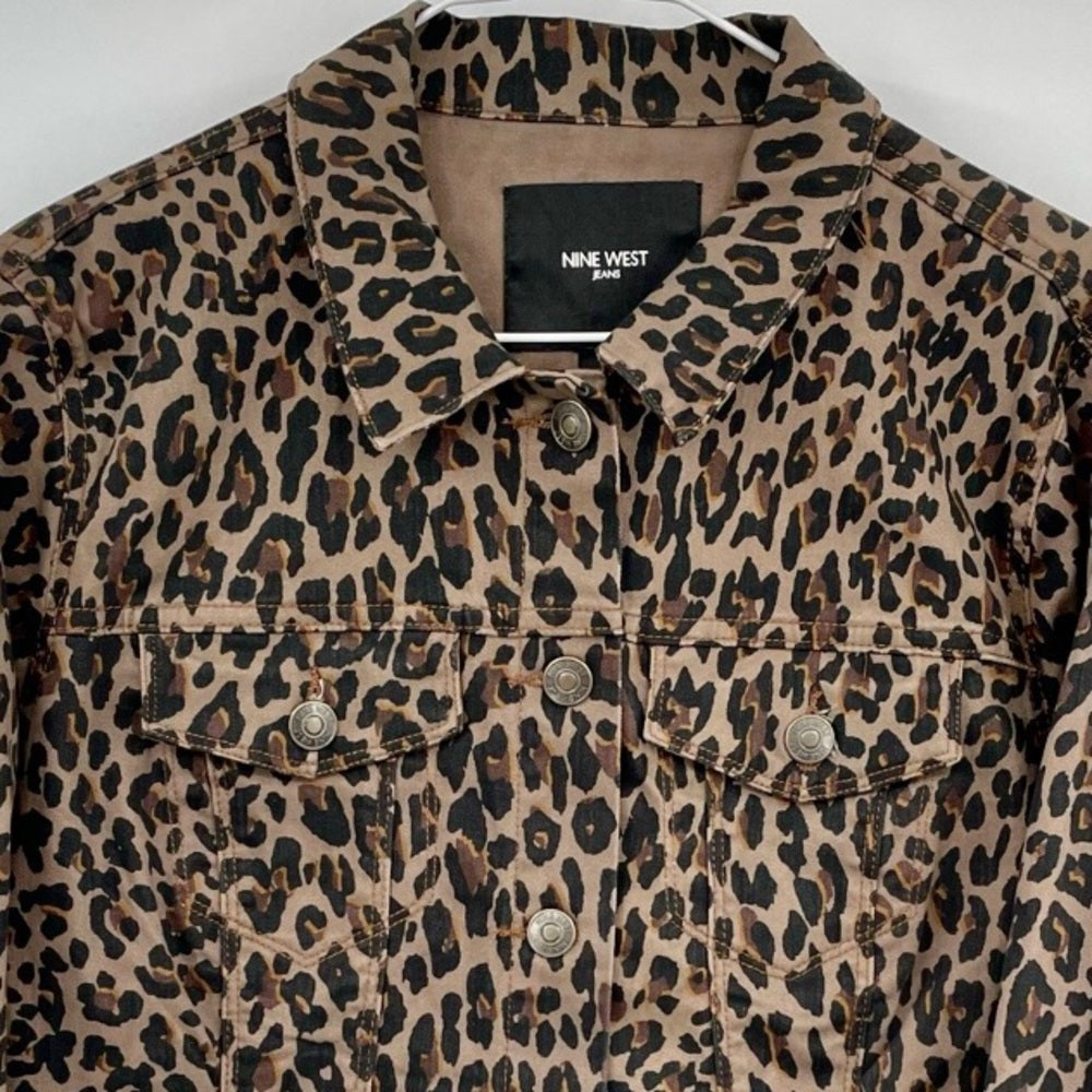 Nine West Leopard Brown Jean Jacket. Size M