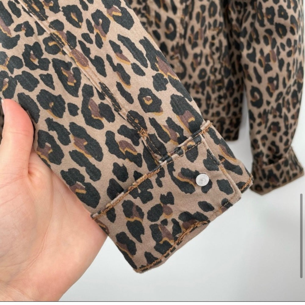 Nine West Leopard Brown Jean Jacket. Size M