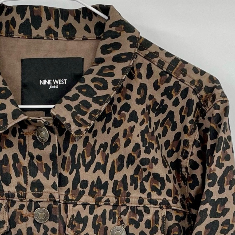 Nine West Leopard Brown Jean Jacket. Size M