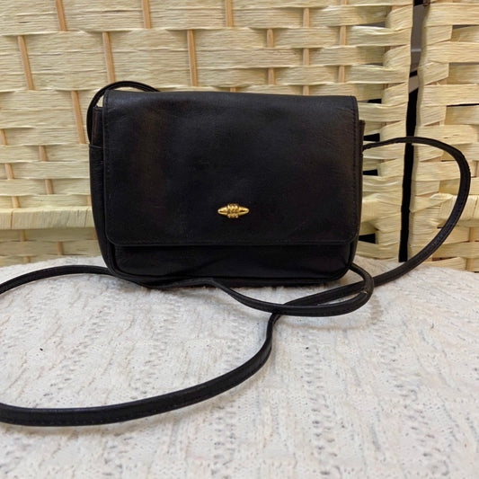 Preston & York Black Grain Leather Crossbody Bag 7in x 5in x 2in