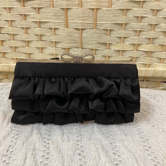 Expressions NYC Black Ruffled Boxy Evening Bag