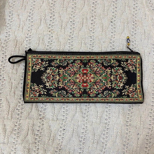 Vintage, Black Multi-color Long Wallet