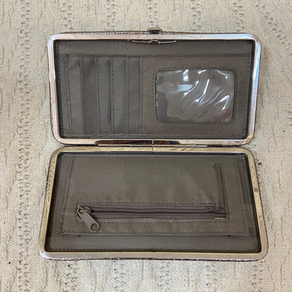 Vintage, Boxy, Silver Faux Reptile Long Wallet