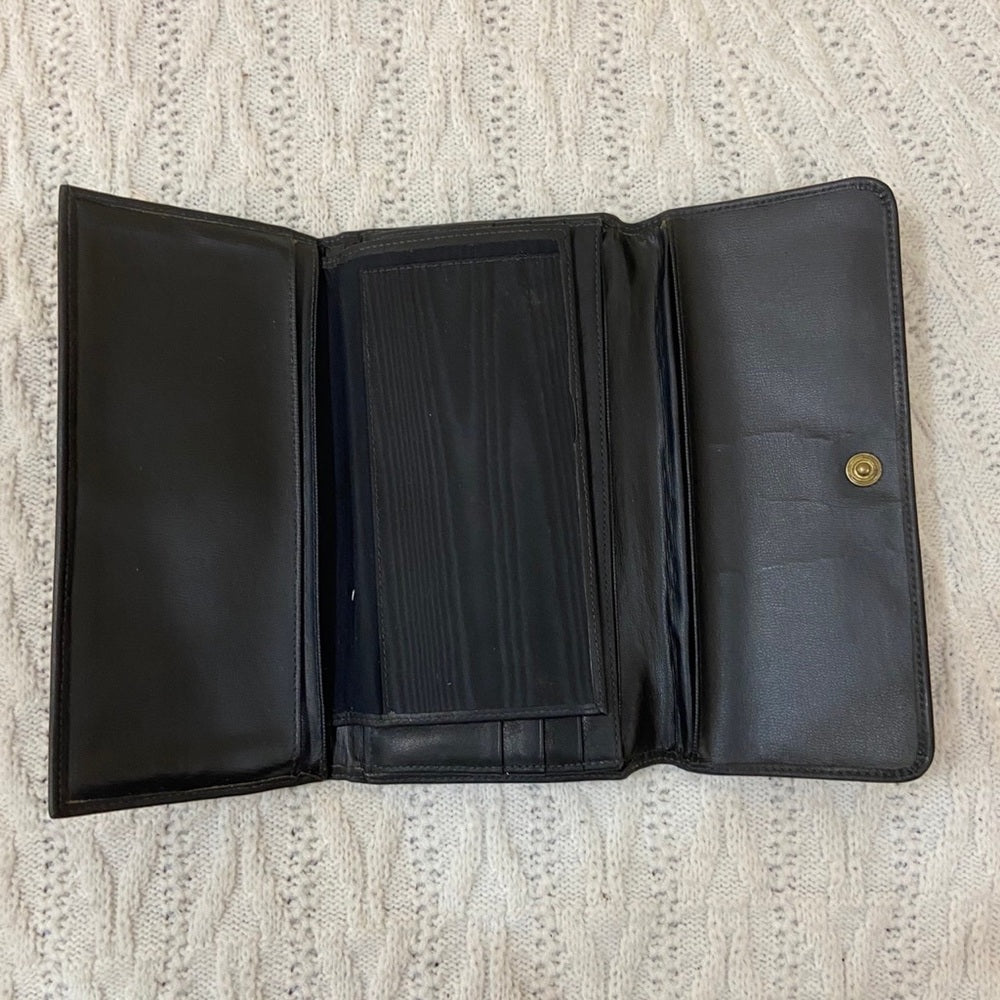 Vintage, Black Genuine Leather Long Wallet