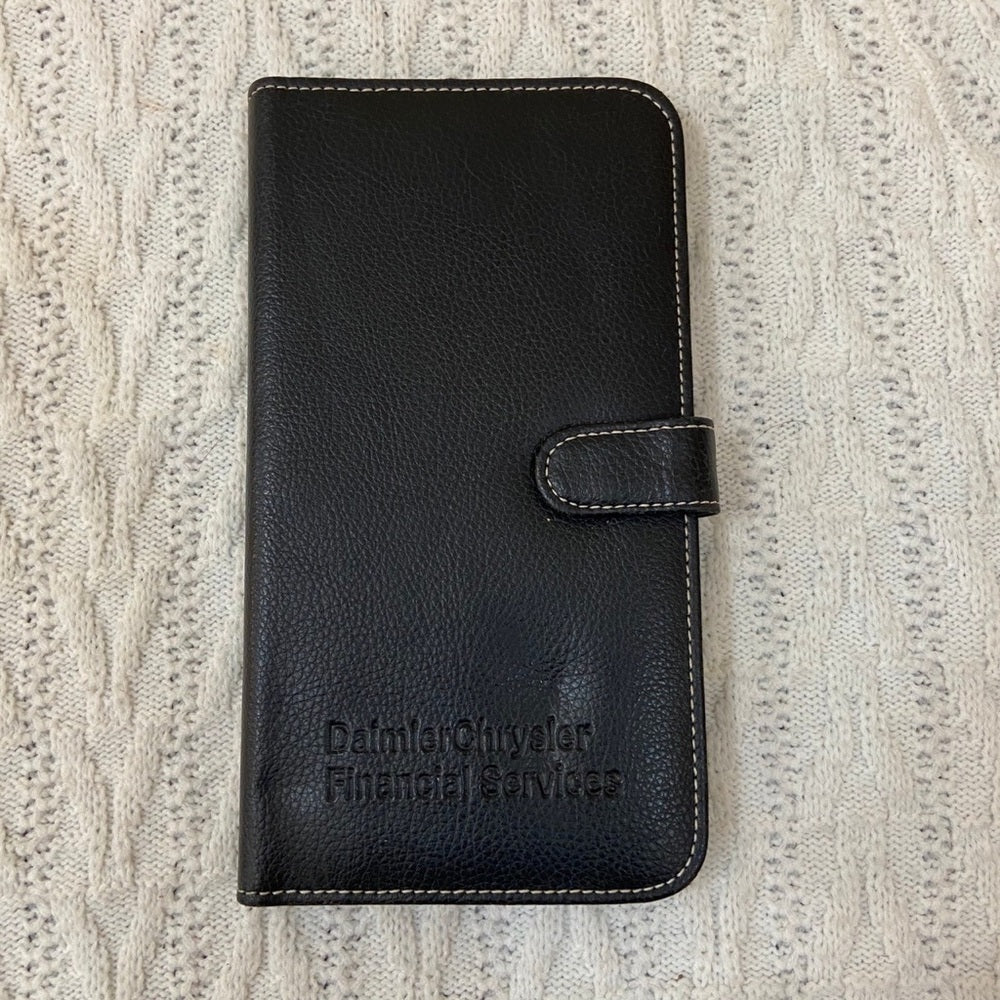 Vintage, Daimier Chrysler, Black Genuine Leather Business Cards Organizer