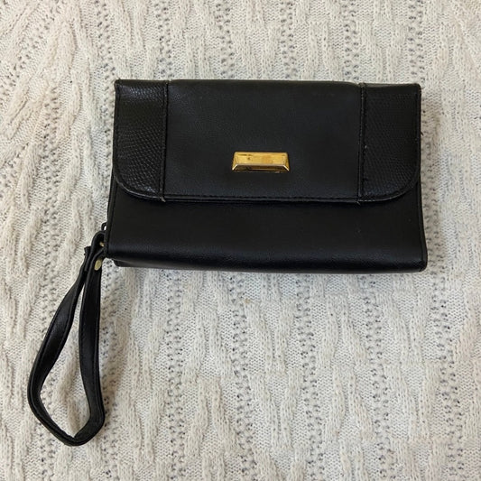 Vintage, Black Leather Wristlet with Eye Glass Case-Organizer Wallet