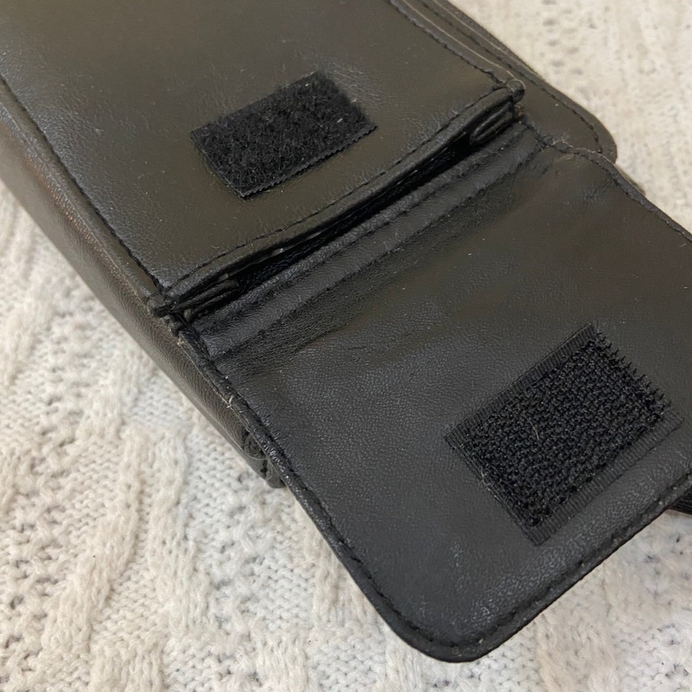 Vintage, Black Leather Wristlet with Eye Glass Case-Organizer Wallet